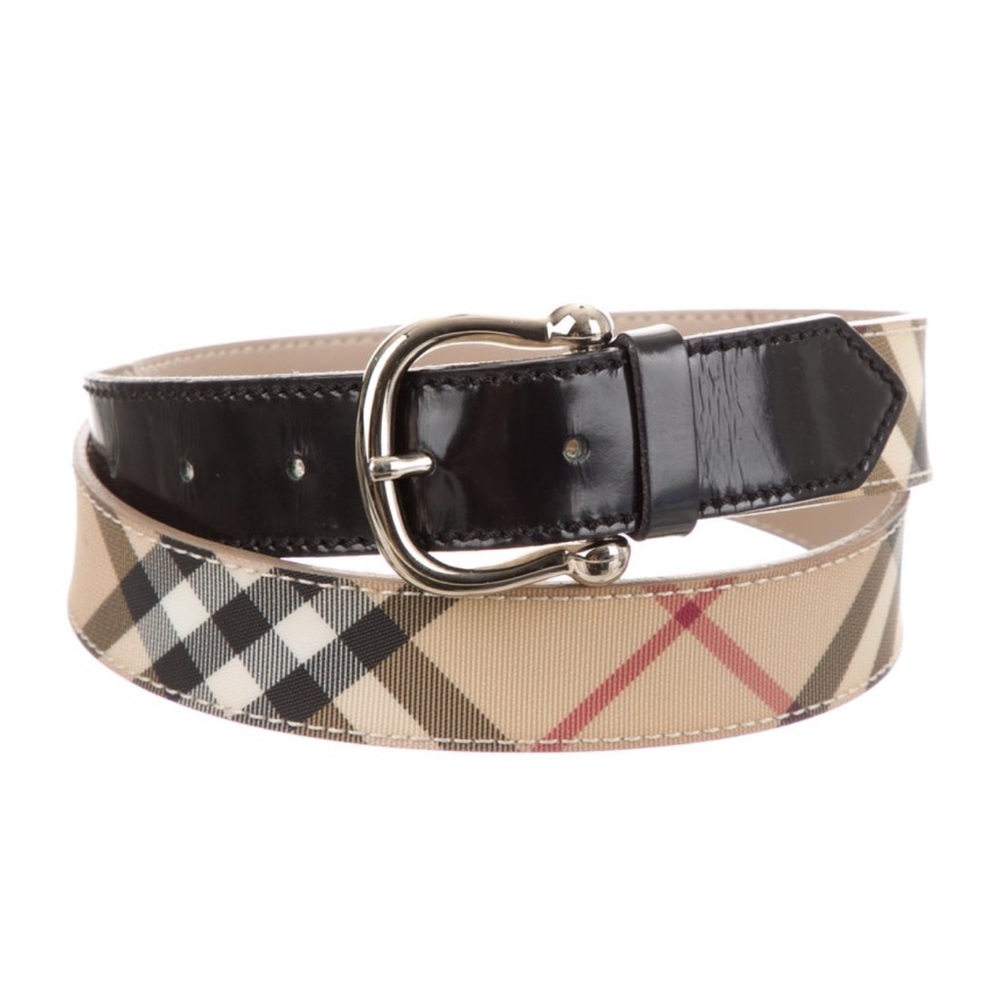 EUC Burberry Checkered Belt with Black Leather Accents